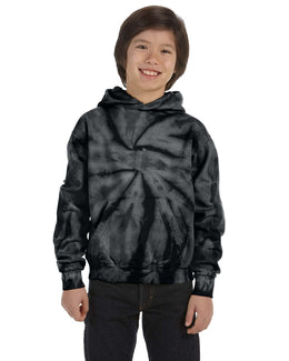 Tie-Dye Youth Pullover Hoodie CD877Y | Spider Black - Front