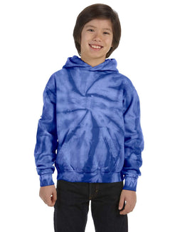 Tie-Dye Youth Pullover Hoodie CD877Y | Spider Royal - Front