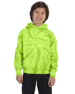 Tie-Dye Youth Pullover Hoodie CD877Y | Spider Lime - Front