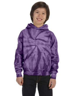 Tie-Dye Youth Pullover Hoodie CD877Y | Spider Purple - Front