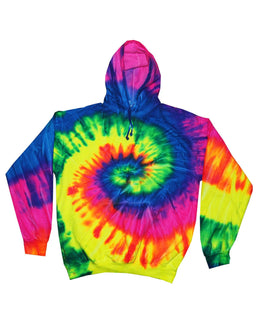 Tie-Dye Youth Pullover Hoodie CD877Y | Neon Rainbow - Front