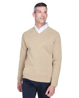 Devon & Jones Mens V-Neck Sweater D475 | Stone - Front
