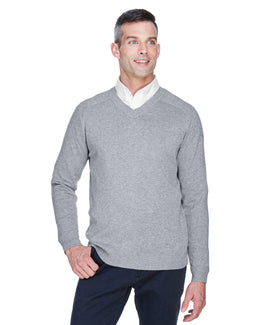 Devon & Jones Mens V-Neck Sweater D475 | Grey Heather - Front