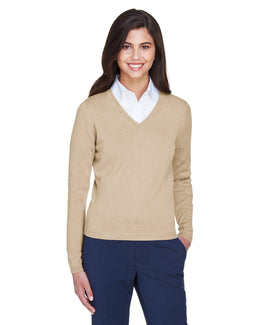 Devon & Jones Ladies V-Neck Sweater D475W | Stone - Front