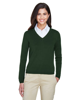 Devon & Jones Ladies V-Neck Sweater D475W | Forest - Front