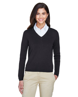 Devon & Jones Ladies V-Neck Sweater D475W | Black - Front