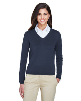 Devon & Jones Ladies V-Neck Sweater D475W | Navy - Front