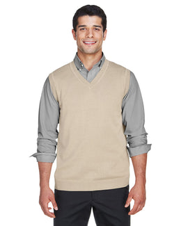 Devon & Jones V-Neck Vest D477 | Stone - Front