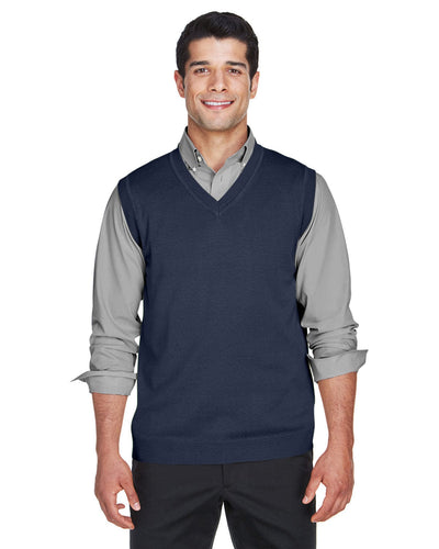 Devon & Jones V-Neck Vest D477 | Navy - Front