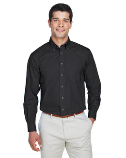 Devon & Jones Crown Woven Collection Solid Broadcloth Shirt D620 | Black - Front
