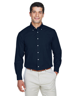 Devon & Jones Crown Woven Collection Solid Broadcloth Shirt D620 | Navy - Front