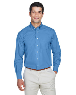 Devon & Jones Crown Woven Collection Solid Broadcloth Shirt D620 | French Blue - Front