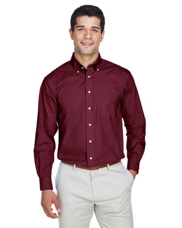 Devon & Jones Crown Woven Collection Solid Broadcloth Shirt D620 | Burgundy - Front