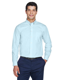 Devon & Jones Crown Woven Collection Solid Broadcloth Shirt D620 | Crystal Blue - Front