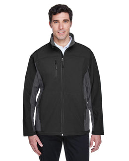 Devon & Jones Mens Soft Shell Colorblock Jacket D997 | Blck/ Dk Chrcoal - Front
