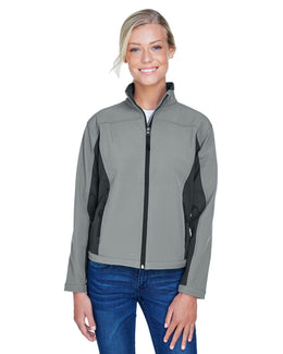 Devon & Jones Ladies Soft Shell Colorblock Jacket D997W | Charcl/ Dk Chrcl - Front