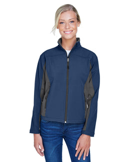 Devon & Jones Ladies Soft Shell Colorblock Jacket D997W | Navy/ Dk Chrcoal - Front