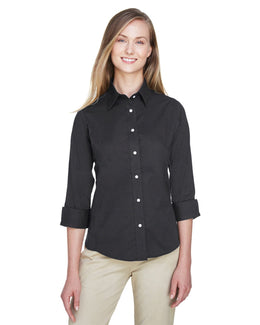 Devon & Jones Ladies Stretch Poplin Blouse DP625W | Black - Front