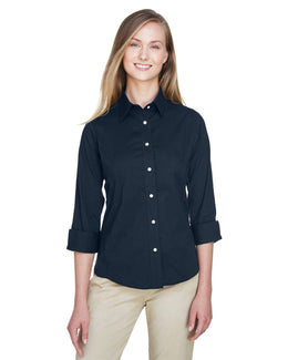Devon & Jones Ladies Stretch Poplin Blouse DP625W | Navy - Front