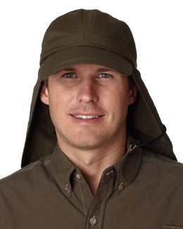 Adams Low-Profile Cap with Neck Cape EOM101 | Olive - Front