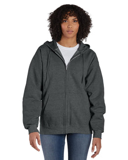 Hanes Ultimate Cotton Full-Zip Hoodie Sweatshirt F280 | Charcoal Heather - Front