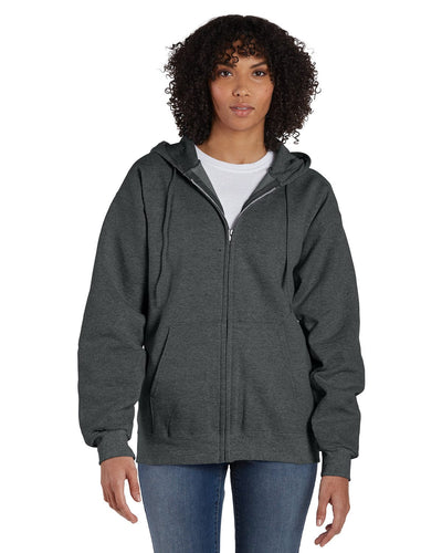Hanes Ultimate Cotton Full-Zip Hoodie Sweatshirt F280 | Charcoal Heather - Front