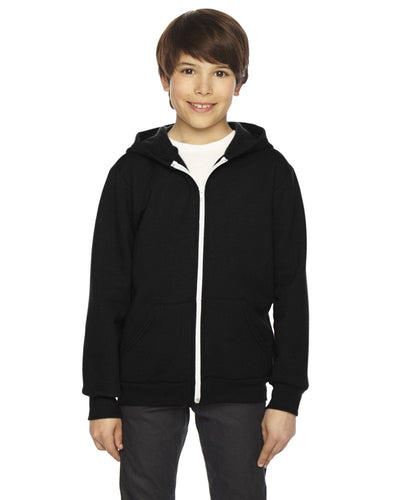American Apparel Youth Flex Fleece Zip Hoodie F297W | Black - Front