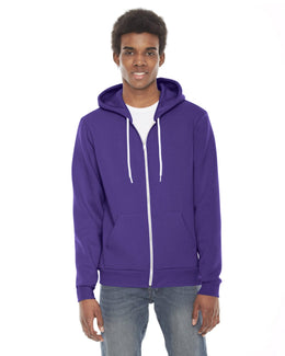 American Apparel Unisex Flex Fleece Zip Hoodie F497W | Purple - Front