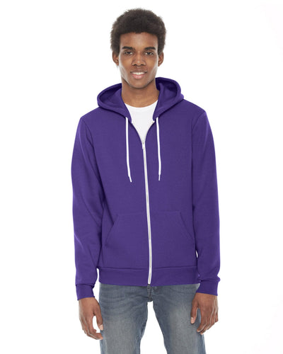 American Apparel Unisex Flex Fleece Zip Hoodie F497W | Purple - Front