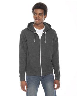 American Apparel Unisex Flex Fleece Zip Hoodie F497W | Dk Heather Grey - Front