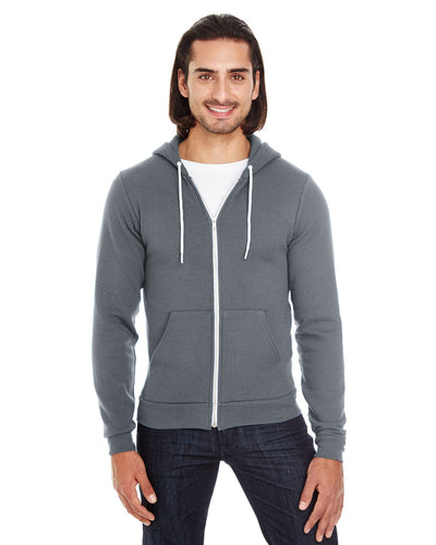 American Apparel Unisex Flex Fleece Zip Hoodie F497W | Asphalt - Front