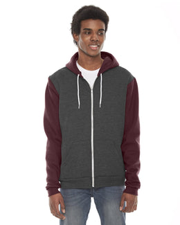 American Apparel Unisex Flex Fleece Zip Hoodie F497W | Dk Hth Gry/ Trff - Front
