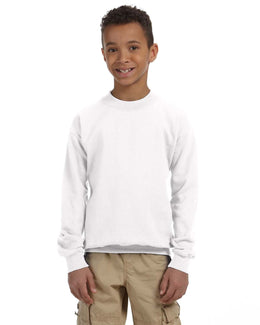 Gildan Youth 50/50 Crewneck Sweatshirt G180B | White - Front