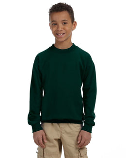 Gildan Youth 50/50 Crewneck Sweatshirt G180B | Forest Green - Front