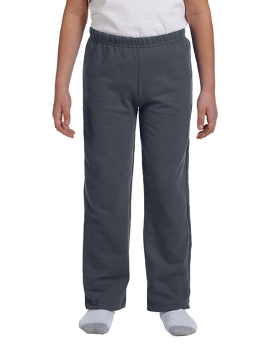 Gildan Youth Heavy Blend 50/50 Open-Bottom Sweatpants G184B | Charcoal - Front