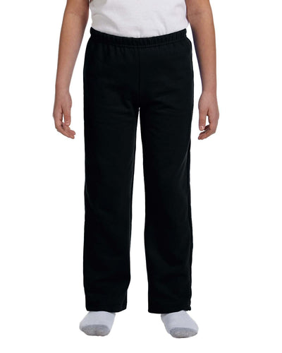 Gildan Youth Heavy Blend 50/50 Open-Bottom Sweatpants G184B | Black - Front