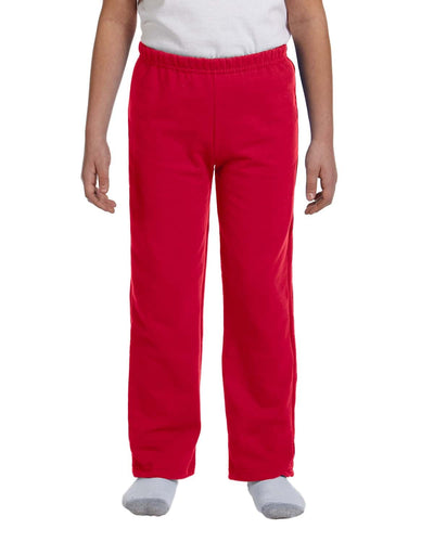 Gildan Youth Heavy Blend 50/50 Open-Bottom Sweatpants G184B | Red - Front