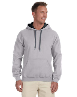 Gildan Heavy Blend Contrast Hooded Sweatshirt G185C | Sport Grey/ Blk - Front