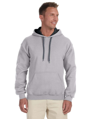 Gildan Heavy Blend Contrast Hooded Sweatshirt G185C | Sport Grey/ Blk - Front