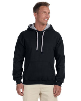Gildan Heavy Blend Contrast Hooded Sweatshirt G185C | Black/ Sport Gry - Front