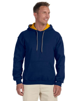 Gildan Heavy Blend Contrast Hooded Sweatshirt G185C | Navy/ Gold - Front