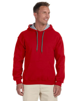 Gildan Heavy Blend Contrast Hooded Sweatshirt G185C | Red/ Sport Grey - Front