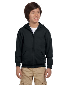 Gildan Youth Heavy Blend 50/50 Full-Zip Hooded Sweatshirt G186B | Black - Front