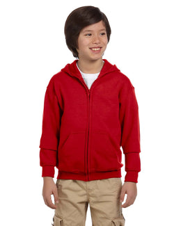 Gildan Youth Heavy Blend 50/50 Full-Zip Hooded Sweatshirt G186B | Red - Front