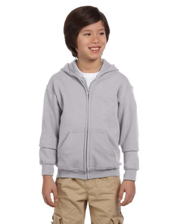 Gildan Youth Heavy Blend 50/50 Full-Zip Hooded Sweatshirt G186B | Sport Grey - Front