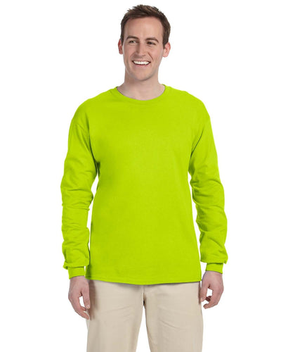 Gildan Ultra Cotton Heavyweight Long Sleeve T-Shirt G240 | Safety Green - Front