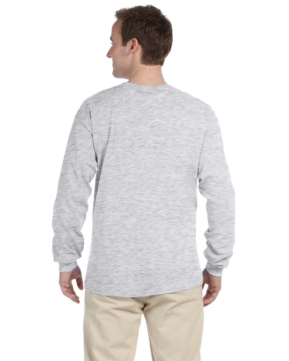 Gildan Men's Heavy Cotton Long Sleeve T-Shirts - 2-Pack, Charcoal & White, Size Large