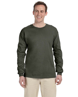 Gildan Ultra Cotton Heavyweight Long Sleeve T-Shirt G240 | Military Green - Front
