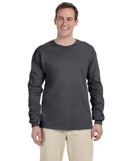 Gildan Ultra Cotton Heavyweight Long Sleeve T-Shirt G240 | Dark Heather - Front