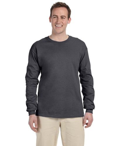 Gildan Ultra Cotton Heavyweight Long Sleeve T-Shirt G240 | Dark Heather - Front